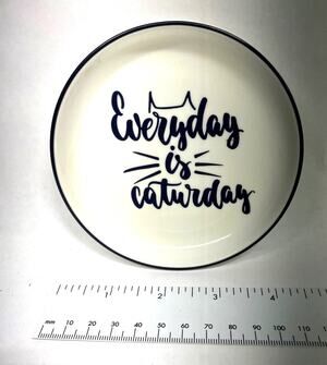 Cat Lady Box Dish - Everyday is Caturday Trinket, Desk Dish Plate Ceramic 4.5"